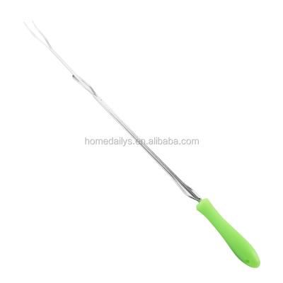 China Long Easily Cleaned Extendable Extendable BBQ Grill Fork With Fluorescent PP Handle for sale