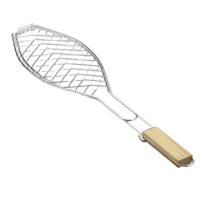 China Portable Folding Wire Easily Cleaned Mesh Grill Net Stainless Steel Barbecue BBQ Fish Grill Basket For Fish Vegetable Shrimp for sale