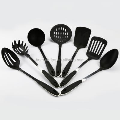 China Sustainable 7 Pieces Kitchen Utensil Set Cooking Tools Heat Resistant Nylon Kitchenware With Silicone Handle for sale