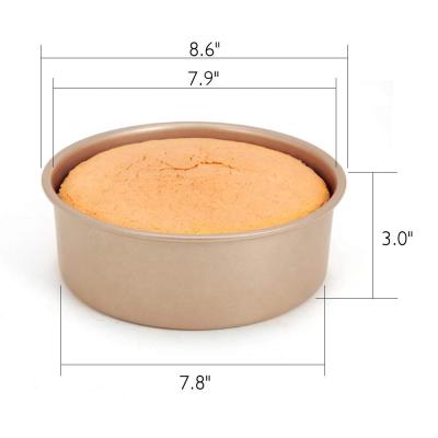 China Champagne Gold Disposable 8 Inch Professional Non-Stick Round Cake Pan with Removable Bottom for sale