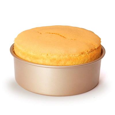 China Sustainable Champagne Gold Professional Non-Stick Round Cake Pan with Removable Bottom for sale