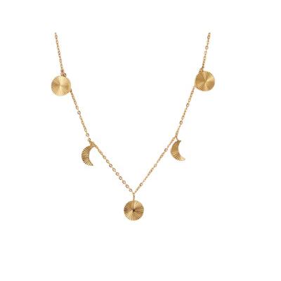 China CLASSIC 316 L Stainless Steel Jewelry 18k Gold Plated Gold Silver Coin Moon Necklace Clavicle Pendant Chain for sale