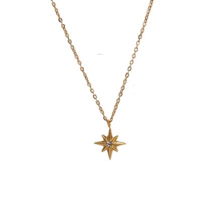 China TRENDY Vintage Fashion 18K Gold Plated Romantic Mystery Fashion Zircon Six Pointed Star Stainless Steel Necklaces for sale