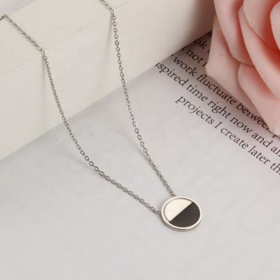 China TRENDY Europe America Japan and Korea retro Shell Round Geometric Pendant Necklaces white black simple for sale