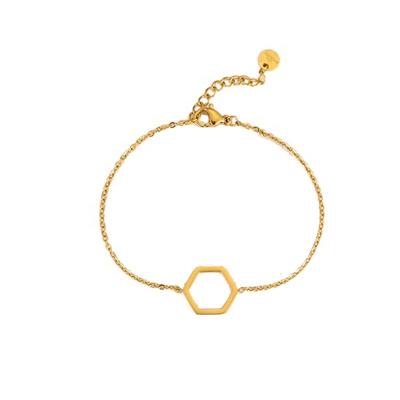 China FASHIONABLE Adjustable 18k Gold Plated Silver Gold Stainless Steel Hexagon Geometry Coin Bracelet for sale