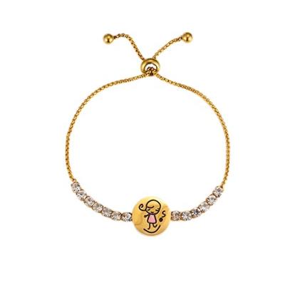 China Cute Romantic Adjustable Cartoon His And Hers Bracelets 18k Gold Plated Coin Couples Bracelet For Lovers for sale