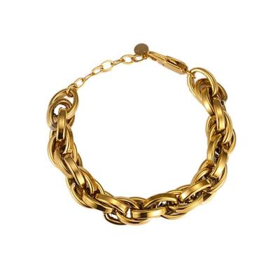 China TRENDY 18k Gold Plated Gold Silver Stainless Steel Jewelry Adjustable Exaggerate Chunky Twist Chain Bracelets for sale