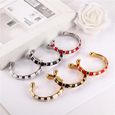 China Six TRENDY Silver Gold Stainless Steel Hollow Open Cuff Bracelets Styles Available for sale