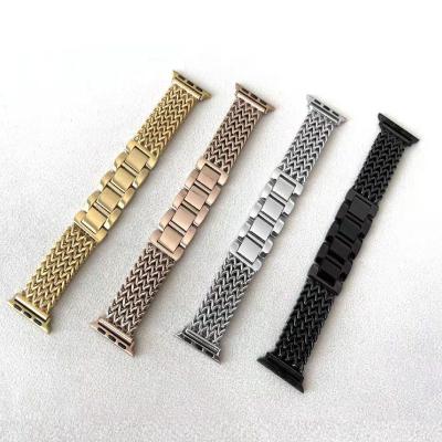 China Stainless Steel Suitable For Apple Watch Fashion Metal Jewelry Strap Denim Chain Square Apple Multi-Link Strap for sale