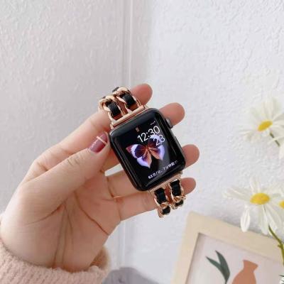 China Xiaoxiangfeng Suitable Apple Watch Band Perfume Apple Watch 5 To Small 6 Metal Stainless Steel Denim Chain Straps for sale