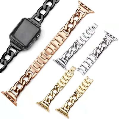 China Metal Suitable for Apple Watch Band Metal Row Chain Strap Luxury Single Row Denim Chain Straps for sale