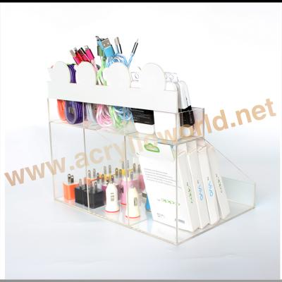 China Eco-friendly Acrylic Mobile Phone Accessories Display Stand, Charging Display Stand, USB Acrylic Display for sale