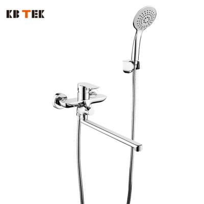 China With Sliding Bar KB TEK Factory Sale Widely Used Bath Taps Mixer Set Rainfall Bathroom Chrome Shower Brass Faucets For Sale for sale