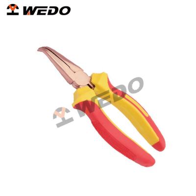 China Explosion-Proof and Insulated Die-forged Insulated Non-Sparking Non-Magnetic Injection Round 45 Degree Bent Pliers VDE/ATEX/GS/FM/ISO9001, Do OEM, No MOQ for sale