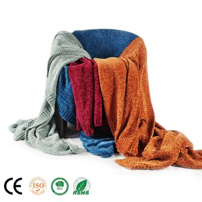 China Super Soft Anti-Static Textured Blanket Lightweight Knitted Solid rative Throw Blanket For Bed And Sofa for sale