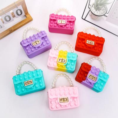 China 2022 New Viable Silicone Push Up Bubble Noise Pusher Shoulder Bag Viable Itting Jelly Packing Bags Mini Toy Sensory Noise For Women for sale