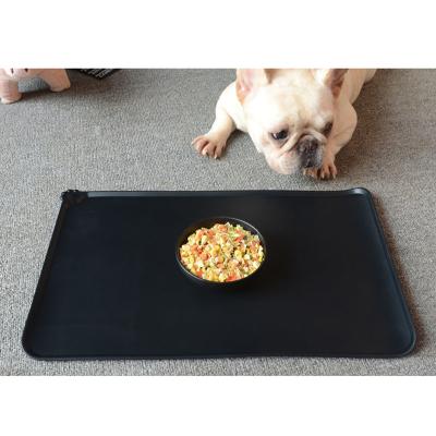 China Sustainable High Quality Reusable Non Slip Silicone Dog Cat Mat Pet Food Mat Dog Bowl Mat For Food And Water for sale