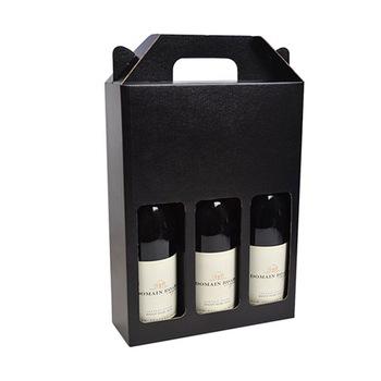 China Recyclable Noble Black Matte Lamination Three Pack Wine Packaging Box for sale