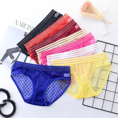 China Mesh Cotton Crotch Underwear Women's Breathable Transparent Ultra-thin Panties for sale