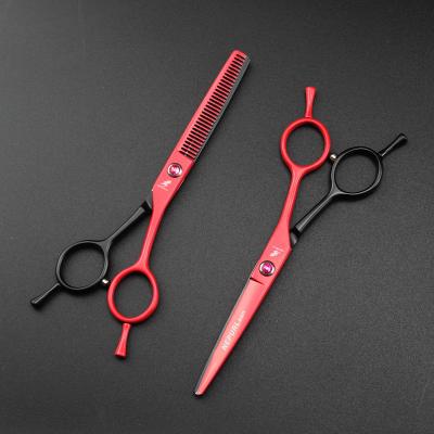 China NEPURLson 5.5 inch Thinning Scissors Black-Red A-Word Hair Scissors/Professional Hair Scissors/Barber Hair Scissors for sale