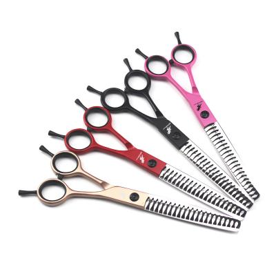 China 7.0 inch viable NEPURLson 4 colors fashbone pet hair scissors/professional pet grooming hair scissors for sale