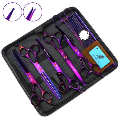 China 7.0 Inch Sustainable NEPURLson Plating Purple Hair Scissors 5 Scissor Sets / Fast Delivery for sale