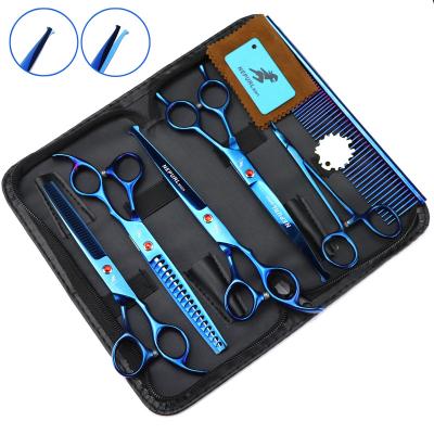 China 7.0 Inch Sustainable NEPURLson Plating Blue Baby Hair Scissors Flat/Thin Teeth/Scissors/Baby 4 Sets for sale