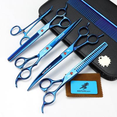 China NEPURLson Sustainable 8.0 Inch Electroplating Scissors 6 Colors 4sets Double Teeth Set for sale