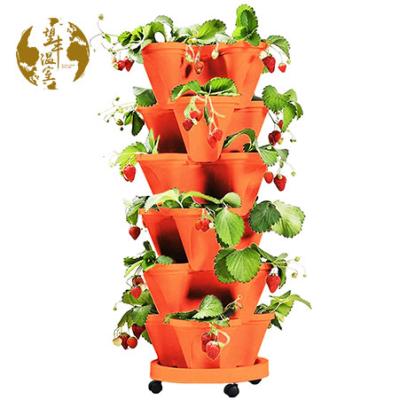 China High Quality Vertical Stackable Plastic Strawberry Hanging Wall Planters Garden Belcony Plant Pots For Herb Strawberry Flower Vegetable Plants for sale