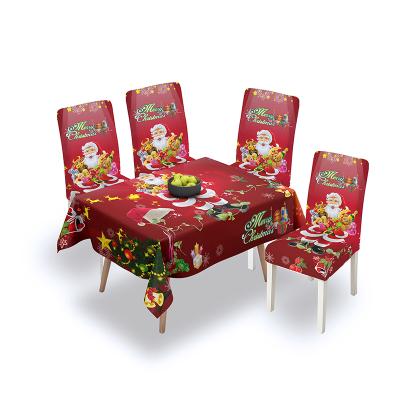 China Digital Printing Christmas Pattern Polyester Tablecloth Waterproof Water Resistant for sale