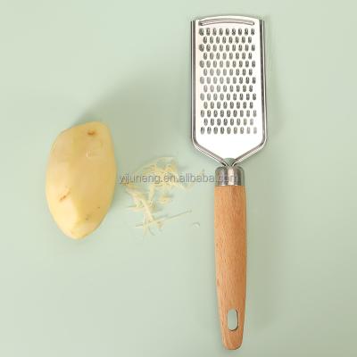 China Viable Kitchen Instruments Vegetable Grater Slicer Cutter Stainless Steel Grater Vegetable Grater With Wooden Handle for sale