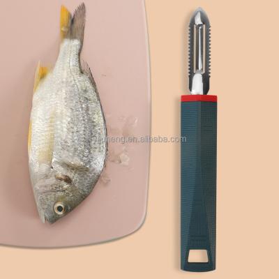 China Viable Kitchen Instruments Stainless Steel Fish Scaler Quick Fish Scale Remover With Plastic Handle for sale