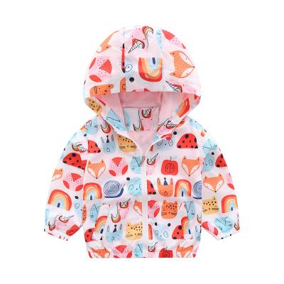 China Windproof Children's Clothing Girls Cloth Striped Jacket Autumn Baby Zipper Shirt Jacket Children's Animal Print Anorak for sale