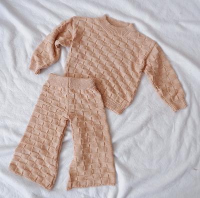 China New Unisex Kids Knit Sweater Long Sleeve Jumper And Long Pant With Design Popular On Sale Kids Knitted SET for sale