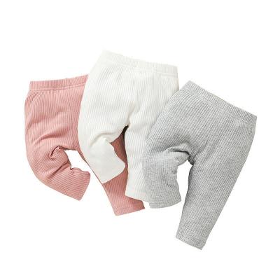 China Children 2021 autumn pattern children's pure color ribbed pants cute casual pants pants with wholesale price for sale