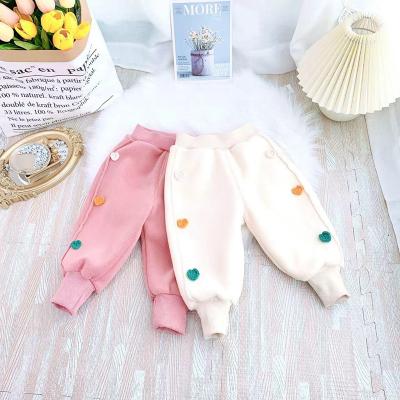 China Unisex set baby pants children's autumn and winter plus velvet thickened girls one-piece warm fleece pants long velvet harem panties for sale