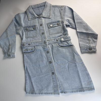 China New kids girls denim long sleeve dress with very good quality baby jeans dress 2021 for sale