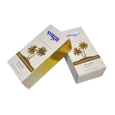 China Luxury 350gsm thick white card uv recyclable stain and glitter gold foiled cbd 1000mg cans for sale