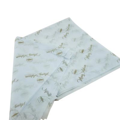 China Biodegradable white with gold color logo tissue wrapping paper for wrapping garment clothes tissue paper for sale