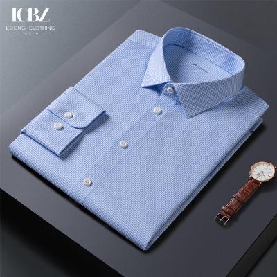 China LCBZ Custom Embroidered Men's Shirts No Iron White Cotton Long Sleeve Business Attire for sale