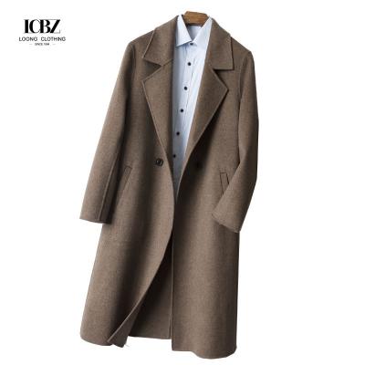 China British Style Plain Autumn Winter Trench Overcoat Regular Fit in Canvas Fabric for sale