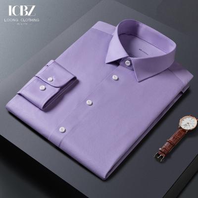 China LCBZ Garment Men's Formal Shirts No Iron Elastic and 100% Cotton for Wrinkle-Free Wear for sale