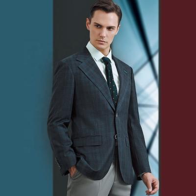 China 2022 Custom Design Textured Men's Business Suit Blazer Jacket With Navy For Autumn for sale