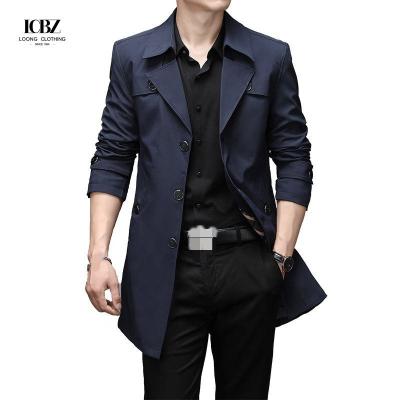 China Men's Jackets Fashion Windproof Casual Slim Fit Windbreaker Long Coat With Suit Coats for sale