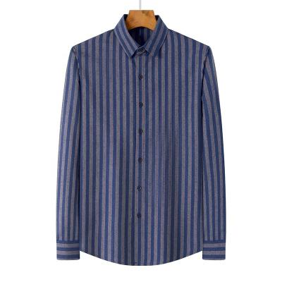 China Breathable Dark Blue Long Sleeve Cotton Shirt for Men's Casual Fashion in Autumn 2021 for sale