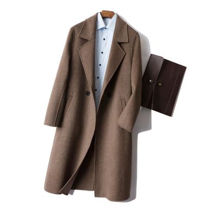 China Pure Wool Men's Double-Sided Cashmere Coat Mid-Length Trench Jacket for Casual Outwear for sale