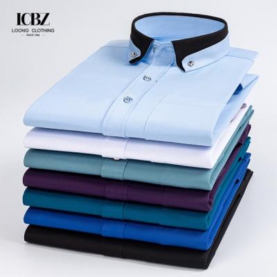 China Adult Double Collar Solid Color Shirt for Business Casual Wear in Autumn and Spring for sale