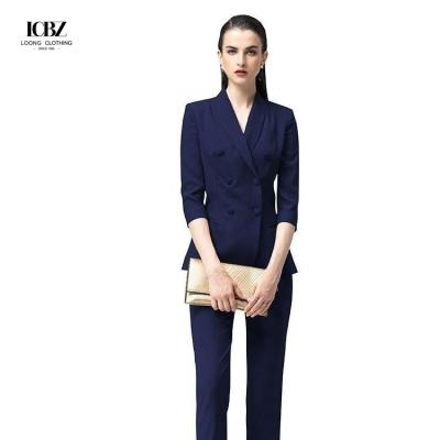 China Fashion Custom Cotton Double Breasted Suit Clothing Pants for Women Ladies Office Suits for sale