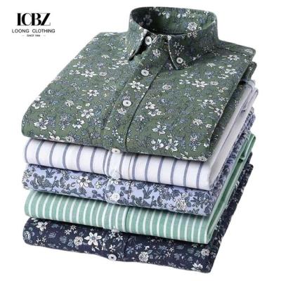 China Advantage Breathable Material Oxford Printing Casual Fashion Small Flower Shirt Men's for sale