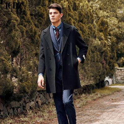 China Autumn and Winter Warmth Men's Black Lapel Woolen Coat for Business Casual Wear for sale